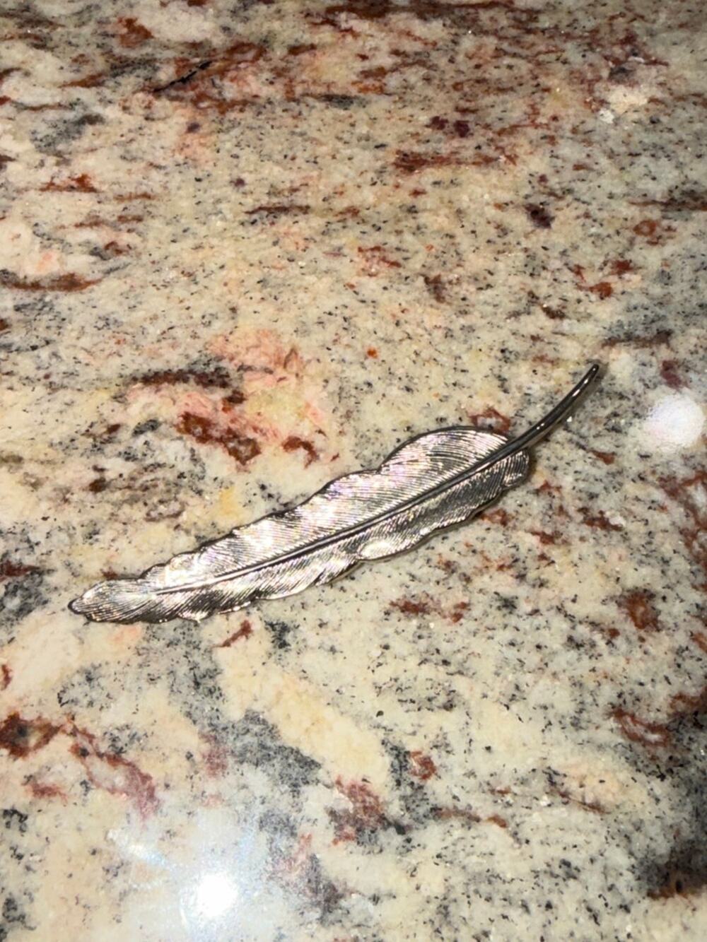 Vintage Silver-Tone Feather Brooch Pin
